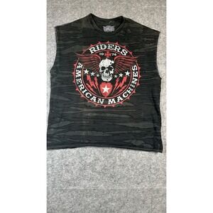 MMA Elite Mens Riders 1974 American Machines Skull Black Shirt Sz XL Read